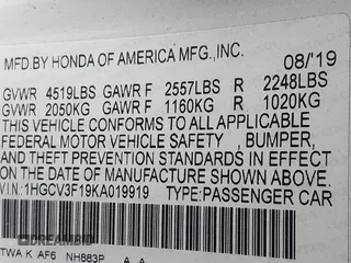 2019 Honda Accord с VIN 1HGCV3F19KA019919, выставлен на аукционе IAAI как лот 42474916 с пробегом 100 966 миль миль и . История ставок и продаж доступна на DreamBid. Изображение 9.