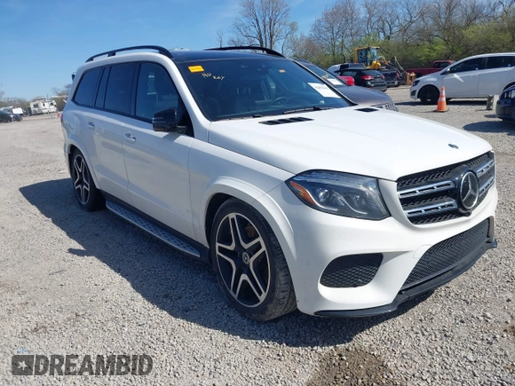 2019 Mercedes-Benz GLS 550 with VIN 4JGDF7DE2KB238949, listed as a IAAI auction lot 42055169 with 70,551 mi miles and . Bid and sale history available at DreamBid. Image 1.