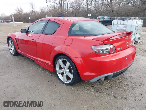2005 Mazda RX-8 with VIN JM1FE17N850147788, listed as a IAAI auction lot 41583490 with 144,377 mi miles. Bid and sale history available at carsss.com. Image 3.