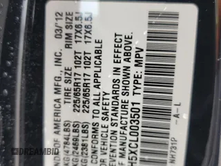 2012 Honda Crosstour EX-L with VIN 5J6TF3H5XCL003501, listed as a Copart auction lot 74478984 with 0 mi miles and Salvage Title. Bid and sale history available at carsss.com. Image 13.
