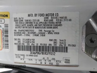 2014 Ford Fusion S with VIN 3FA6P0G78ER379352, listed as a IAAI auction lot 42014440 with 175,414 mi miles and . Bid and sale history available at DreamBid. Image 9.