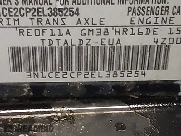 2014 Nissan Note S Plus with VIN 3N1CE2CP2EL385254, listed as a IAAI auction lot 42419568 with 62,151 mi miles and . Bid and sale history available at DreamBid. Image 9.