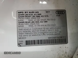 2018 Audi SQ5 Prestige with VIN WA1C4AFY9J2041912, listed as a Copart auction lot 37692144 with 76,098 mi miles and . Bid and sale history available at DreamBid. Image 14.