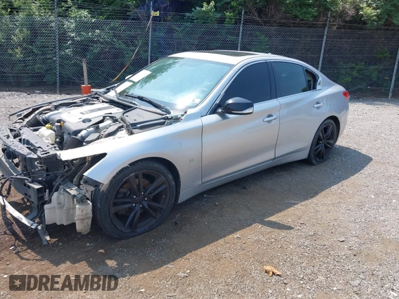 2015 Infiniti Q50 with VIN JN1BV7AP6FM354690, listed as a IAAI auction lot 42410614 with 98,527 mi miles and . Bid and sale history available at DreamBid. Image 2.
