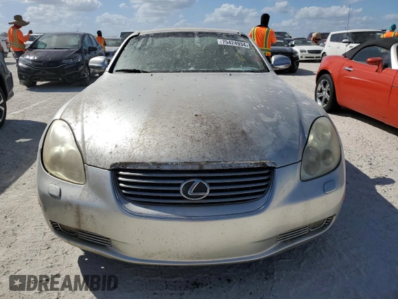 2002 Lexus SC 430 with VIN JTHFN48Y020032865, listed as a Copart auction lot 75424934 with Not Provided miles and Non Repairable. Bid and sale history available at DreamBid. Image 5.