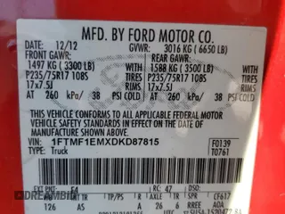 2013 Ford F-150 XL with VIN 1FTMF1EMXDKD87815, listed as a Copart auction lot 80028764 with 218,969 mi miles and Salvage Title. Bid and sale history available at carsss.com. Image 14.