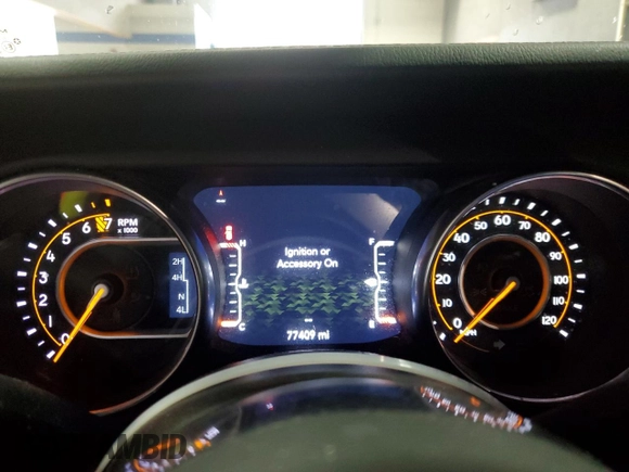 2021 Jeep Wrangler Unlimited Sahara High Altitude with VIN 1C4HJXEG9MW571844, listed as a Copart auction lot 81482334 with 77,409 mi miles and Salvage title. Bid and sale history available at DreamBid. Image 9.