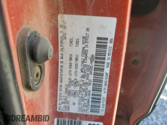 2017 Toyota Tacoma SR5 with VIN 3TMCZ5AN0HM118648, listed as a Copart auction lot 55685625 with 84,919 mi miles and Salvage Title. Bid and sale history available at carsss.com. Image 12.