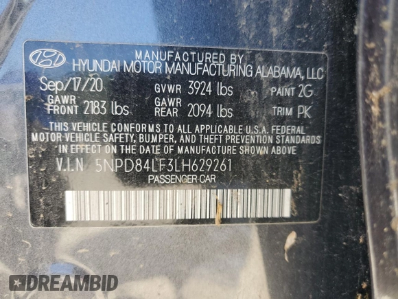 2020 Hyundai Elantra SEL z VIN 5NPD84LF3LH629261, wystawiony jako Copart lot #60175625 z przebiegiem 73 864 mil mil oraz Czysty tytuł • Clean title. Historia ofert i sprzedaży dostępna na DreamBid. Obrazek 12.