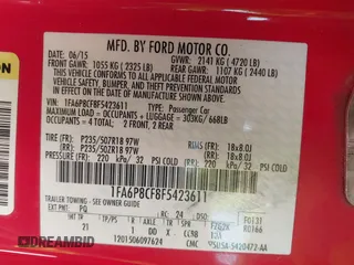 2015 Ford Mustang GT with VIN 1FA6P8CF8F5423611, listed as a IAAI auction lot 41915158 with 132,935 mi miles and . Bid and sale history available at carsss.com. Image 9.