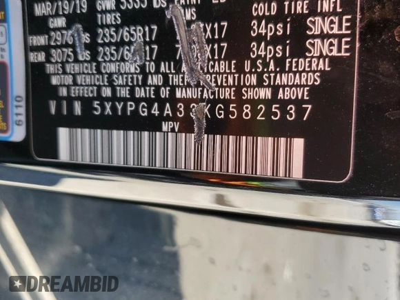 2019 Kia Sorento LX with VIN 5XYPG4A33KG582537, listed as a Copart auction lot 50652255 with 85,524 mi miles and Salvage Title. Bid and sale history available at carsss.com. Image 13.