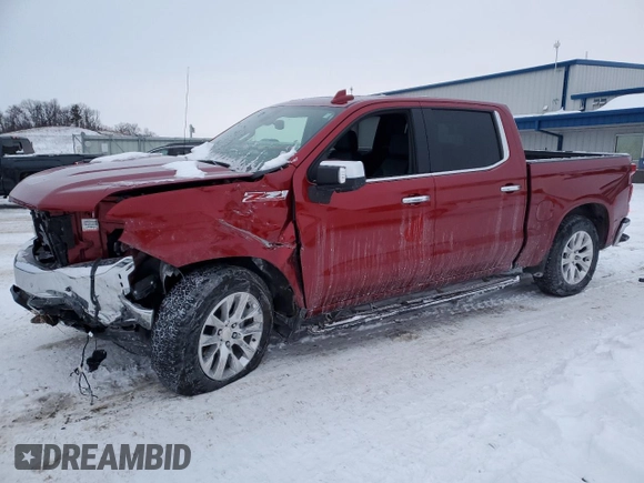 2021 Chevrolet Silverado 1500 LTZ with VIN 1GCUYGED2MZ266443, listed as a Copart auction lot 45681295 with 42,006 mi miles and Salvage Title. Bid and sale history available at DreamBid. Image 1.