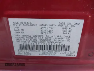 2012 Mitsubishi Galant ES with VIN 4A32B3FF8CE024244, listed as a IAAI auction lot 41419761 with 148,269 mi miles and . Bid and sale history available at DreamBid. Image 9.
