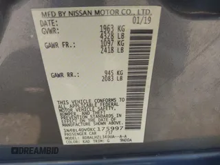 2019 Nissan Altima 2.5 SV with VIN 1N4BL4DV0KC175997, listed as a IAAI auction lot 41884416 with 92,969 mi miles. Bid and sale history available at carsss.com. Image 9.