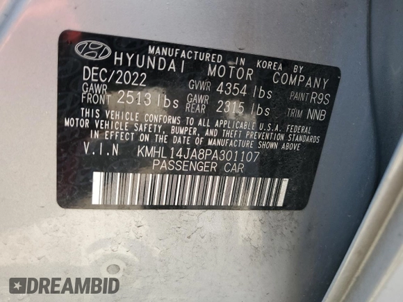 2023 Hyundai Sonata SEL z VIN KMHL14JA8PA301107, wystawiony jako Copart lot #55582305 z przebiegiem 75 022 mil mil oraz Czysty tytuł • Clean title. Historia ofert i sprzedaży dostępna na DreamBid. Obrazek 12.