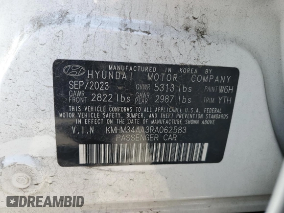 2024 Hyundai Ioniq 6 SEL z VIN KMHM34AA3RA062583, wystawiony jako Copart lot #48213975 z przebiegiem 19 623 mil mil oraz Szkoda całkowita • Salvage title. Historia ofert i sprzedaży dostępna na DreamBid. Obrazek 13.