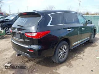 2014 Infiniti QX60 with VIN 5N1AL0MM4EC535228, listed as a IAAI auction lot 41900787 with 72,189 mi miles and . Bid and sale history available at carsss.com. Image 4.