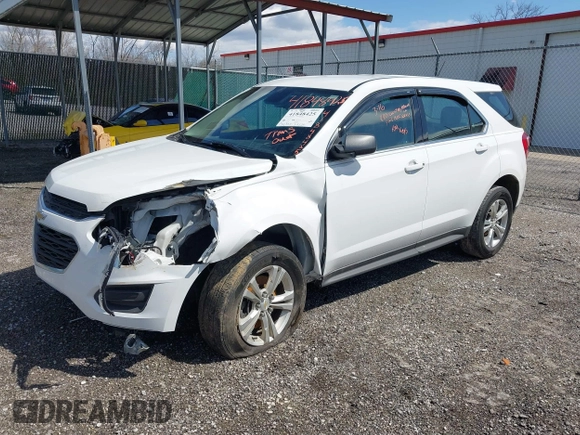 2017 Chevrolet Equinox LS with VIN 2GNALBEK8H1593177, listed as a IAAI auction lot 41848425 with 135,357 mi miles. Bid and sale history available at carsss.com. Image 2.