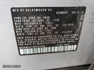 2021 Volkswagen ID.4 Pro with VIN WVGRMPE21MP027330, listed as a Copart auction lot 36252423 with 27,959 mi miles. Bid and sale history available at carsss.com. Image 12.