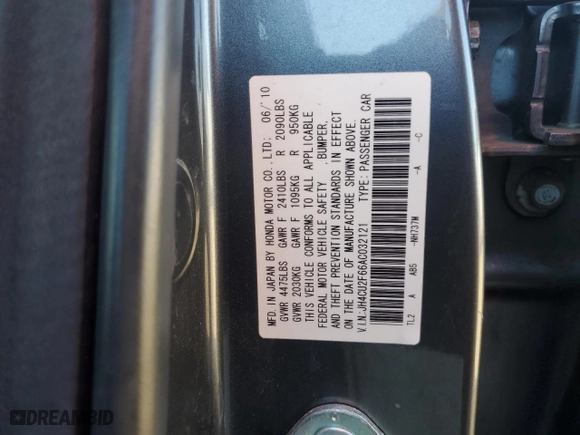 2010 Acura TSX with VIN JH4CU2F66AC032121, listed as a Copart auction lot 44826605 with 175,941 mi miles and Salvage Title. Bid and sale history available at carsss.com. Image 12.