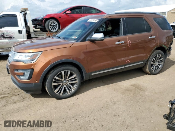 2017 Ford Explorer Platinum with VIN 1FM5K8HT8HGA16023, listed as a Copart auction lot 59529195 with 101,609 mi miles and Salvage title. Bid and sale history available at DreamBid. Image 1.