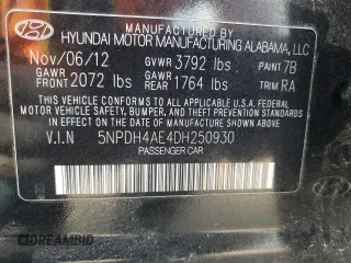 2013 Hyundai Elantra GLS with VIN 5NPDH4AE4DH250930, listed as a Copart auction lot 51010145 with 176,216 mi miles and Clean title. Bid and sale history available at DreamBid. Image 14.