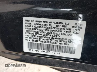 2015 Honda Odyssey EX-L with VIN 5FNRL5H60FB011806, listed as a IAAI auction lot 41791543 with 161,116 mi miles and . Bid and sale history available at DreamBid. Image 9.
