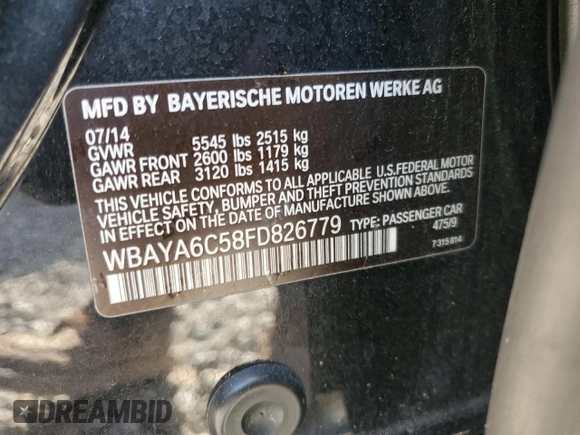 2015 BMW 7 Series 740i with VIN WBAYA6C58FD826779, listed as a Copart auction lot 53780095 with 139,104 mi miles and Clean Title. Bid and sale history available at carsss.com. Image 12.