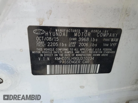 2016 Hyundai Elantra GT with VIN KMHD35LH9GU310234, listed as a Copart auction lot 53329095 with 75,885 mi miles and Salvage Title. Bid and sale history available at carsss.com. Image 13.