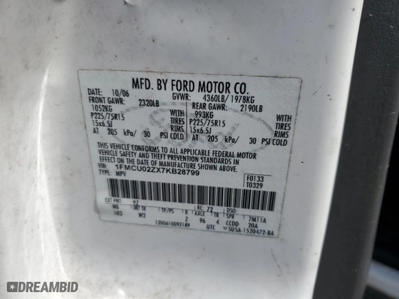 2007 Ford Escape XLS with VIN 1FMCU02ZX7KB28799, listed as a Copart auction lot 78533464 with 198,895 mi miles and Clean Title. Bid and sale history available at carsss.com. Image 13.