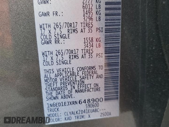 2024 Nissan Frontier SV z VIN 1N6ED1EJXRN648900, wystawiony jako Copart lot #56671275 z przebiegiem 10 471 mil mil oraz Nie do naprawy • Non repairable. Historia ofert i sprzedaży dostępna na DreamBid. Obrazek 12.