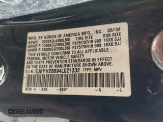 2004 Honda Element EX with VIN 5J6YH28694L021332, listed as a IAAI auction lot 42103641 with 225,771 mi miles and . Bid and sale history available at DreamBid. Image 9.