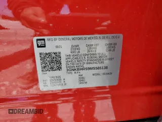 2021 Chevrolet Blazer LT with VIN 3GNKBHRS9MS585138, listed as a Copart auction lot 55327335 with 66,020 mi miles and Salvage title. Bid and sale history available at DreamBid. Image 14.