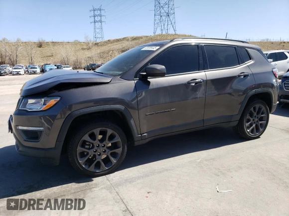 2021 Jeep Compass 80th Anniversary with VIN 3C4NJDEB1MT550319, listed as a Copart auction lot 52038445 with 28,461 mi miles and Salvage title. Bid and sale history available at DreamBid. Image 1.