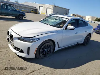 2023 BMW i4 eDrive40 with VIN WBY73AW05PFN75140, listed as a Copart auction lot 46587175 with 28,426 mi miles and Salvage Title. Bid and sale history available at carsss.com. Image 1.