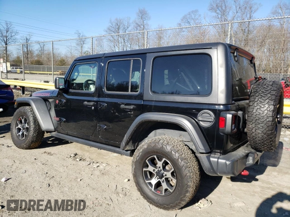 2021 Jeep Wrangler Unlimited Rubicon with VIN 1C4HJXFGXMW580776, listed as a Copart auction lot 46478105 with 56,120 mi miles and Salvage Title. Bid and sale history available at DreamBid. Image 2.