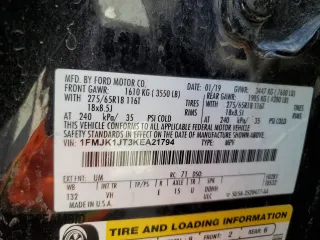 2019 Ford Expedition Max XLT z VIN 1FMJK1JT3KEA21794, wystawiony jako Copart lot #54504705 z przebiegiem 110 906 mil mil oraz Szkoda całkowita • Salvage title. Historia ofert i sprzedaży dostępna na DreamBid. Obrazek 13.