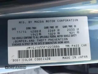 2015 Mazda Mazda6 i Sport with VIN JM1GJ1U55F1223886, listed as a IAAI auction lot 41980464 with 120,146 mi miles. Bid and sale history available at carsss.com. Image 9.