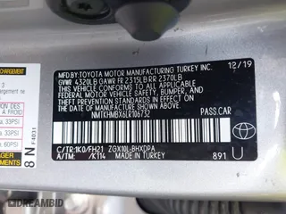 2020 Toyota C-HR LE with VIN NMTKHMBX6LR106732, listed as a IAAI auction lot 41790365 with 69,354 mi miles. Bid and sale history available at carsss.com. Image 9.
