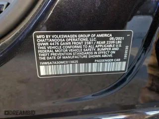 2021 Volkswagen Passat 2.0T SE with VIN 1VWSA7A30MC013825, listed as a Copart auction lot 66939692 with 21,687 mi miles. Bid and sale history available at carsss.com. Image 12.