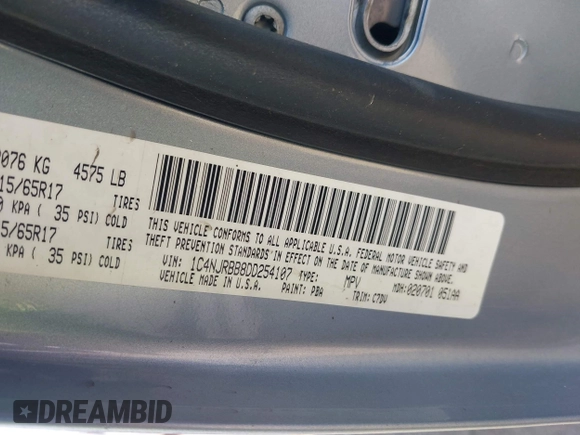 2013 Jeep Patriot Sport with VIN 1C4NJRBB8DD254107, listed as a IAAI auction lot 42170628 with 146,429 mi miles and . Bid and sale history available at carsss.com. Image 9.