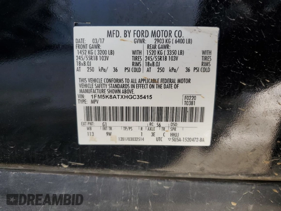 2017 Ford Police Interceptor Utility z VIN 1FM5K8ATXHGC35415, wystawiony jako Copart lot #73063734 z przebiegiem 122 404 mil mil oraz Szkoda całkowita • Salvage title. Historia ofert i sprzedaży dostępna na DreamBid. Obrazek 13.