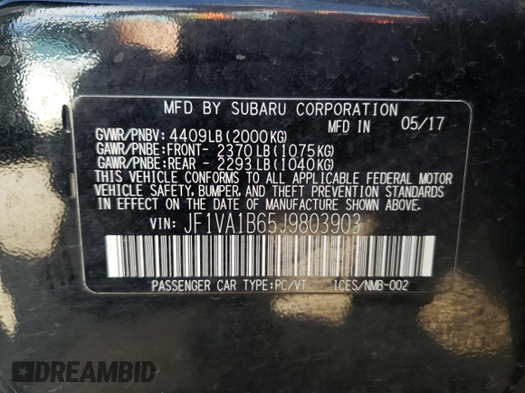 2018 Subaru WRX Premium with VIN JF1VA1B65J9803903, listed as a Copart auction lot 72240224 with 75,416 mi miles and Salvage Title. Bid and sale history available at carsss.com. Image 13.