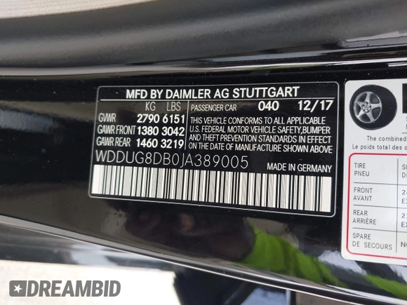 2018 Mercedes-Benz S 560 z VIN WDDUG8DB0JA389005, wystawiony jako IAAI lot #41939490 z przebiegiem 30 611 mil mil oraz . Historia ofert i sprzedaży dostępna na DreamBid. Obrazek 9.