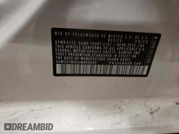 2020 Volkswagen Jetta S z VIN 3VWC57BUXLM086035, wystawiony jako Copart lot #52112945 z przebiegiem 74 540 mil mil oraz Szkoda całkowita • Salvage title. Historia ofert i sprzedaży dostępna na DreamBid. Obrazek 12.