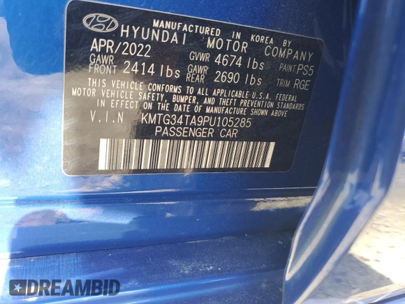 2023 Genesis G70 2.0T with VIN KMTG34TA9PU105285, listed as a Copart auction lot 58724654 with 26,885 mi miles and Salvage Title. Bid and sale history available at DreamBid. Image 14.