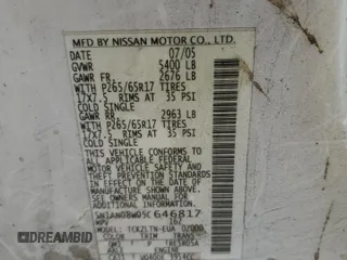 2005 Nissan Xterra SE z VIN 5N1AN08W05C646817, wystawiony jako Copart lot #76041464 z przebiegiem 167 914 mil mil oraz Szkoda całkowita • Salvage title. Historia ofert i sprzedaży dostępna na DreamBid. Obrazek 15.