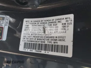 2014 Honda CR-V LX with VIN 2HKRM4H3XEH718344, listed as a IAAI auction lot 41906711 with 106,775 mi miles. Bid and sale history available at carsss.com. Image 9.