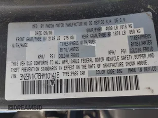 2017 Mazda 3 Sport with VIN 3MZBN1K76HM101415, listed as a IAAI auction lot 42012311 with 222,246 mi miles. Bid and sale history available at carsss.com. Image 9.