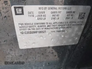 2017 Chevrolet Malibu Hybrid with VIN 1G1ZJ5SU9HF186527, listed as a IAAI auction lot 41528389 with 68,496 mi miles and . Bid and sale history available at DreamBid. Image 9.